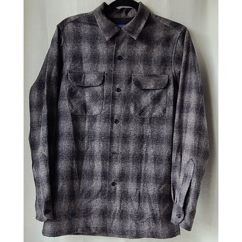 Pendleton Board Shirt Mens XS Virgin Wool Gray Black Plaid USA Wool Mexico